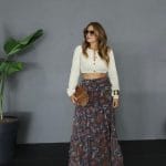 Desenli uzun etek, etnik desenli modern tasarım.