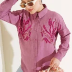 pul payetli oversize kadın gömlek – Ella Style