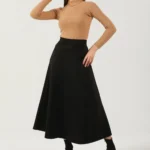 süet kloş etek siyah renk, zarif bayan giyim kombini