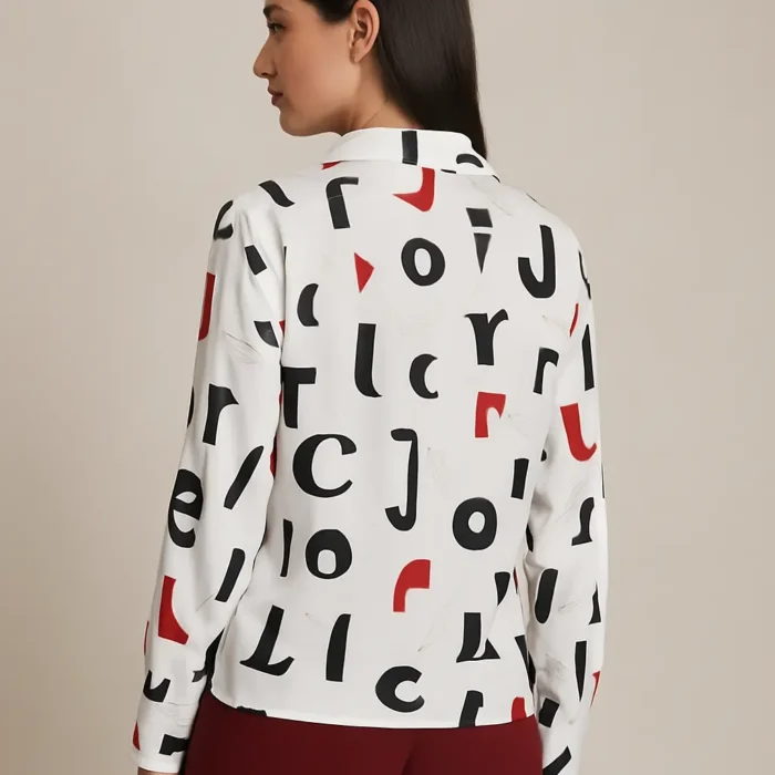 Desenli saten kadın gömlek – modern ve şık tasarım