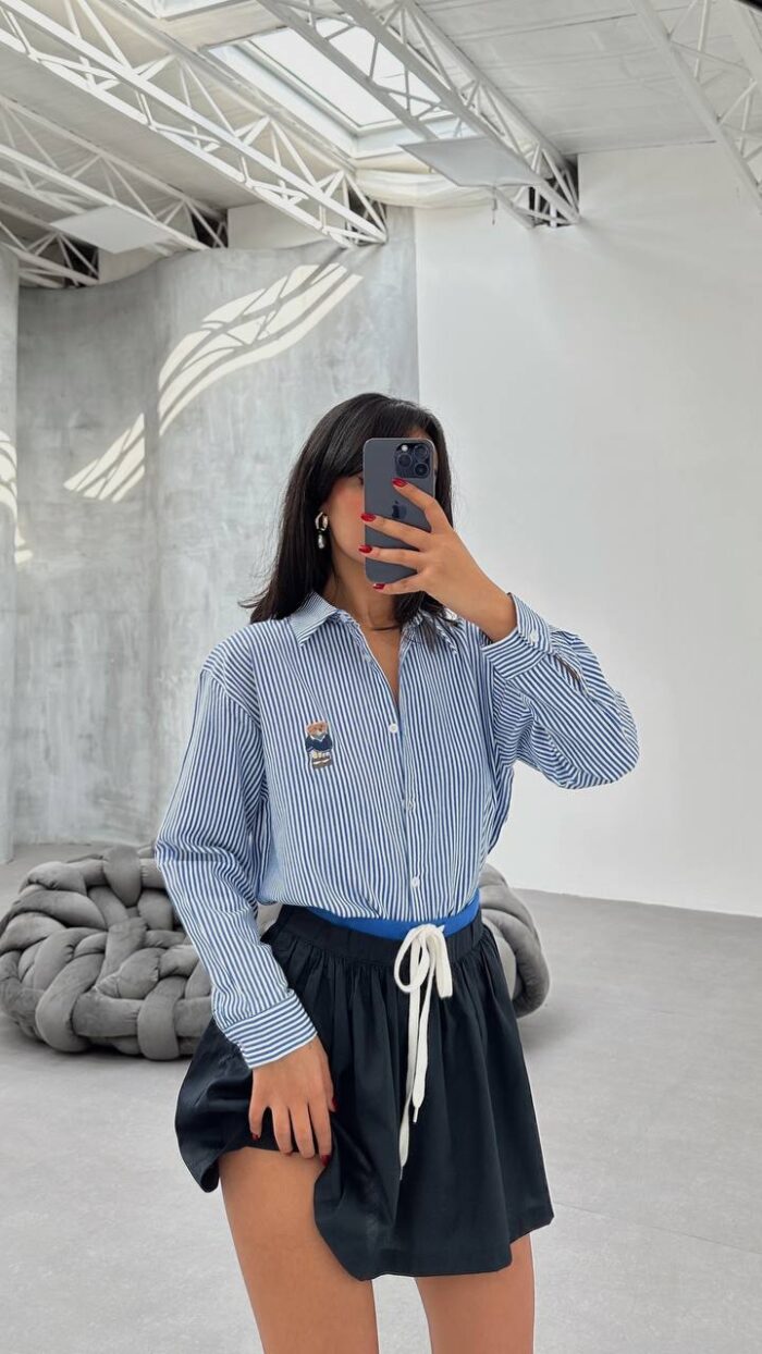 ayıcık nakışlı gömlek