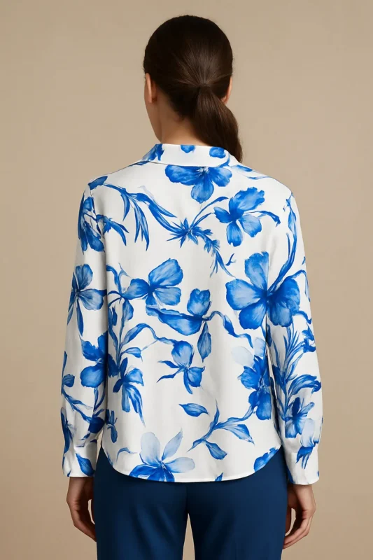 Home Fashion 15 Çiçek desenli saten kadın gömlek – modern ve şık tasarım