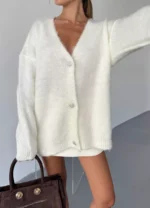 Oversize kadın triko hırka siyah – Kışlık koleksiyon