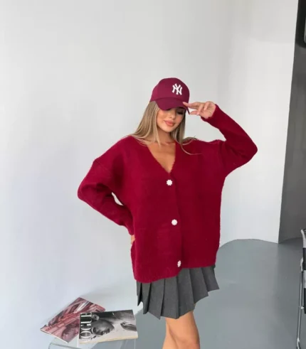 Oversize kadın triko hırka siyah – Kışlık koleksiyon