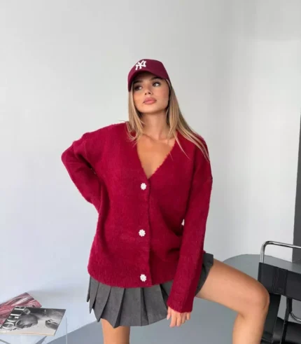 Oversize kadın triko hırka siyah – Kışlık koleksiyon